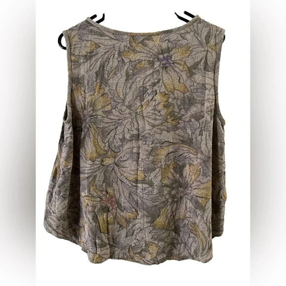 Vintage bow floral tank top green blouse - Picture 5 of 5